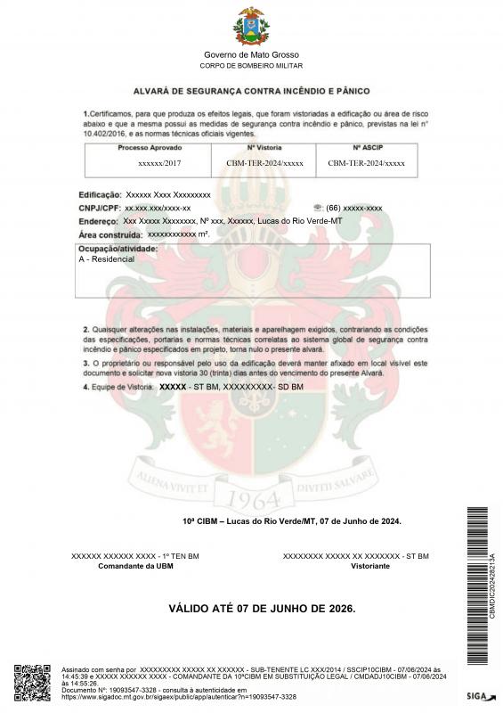 Imagem ilustrativa de Certificado de licença do corpo de bombeiros